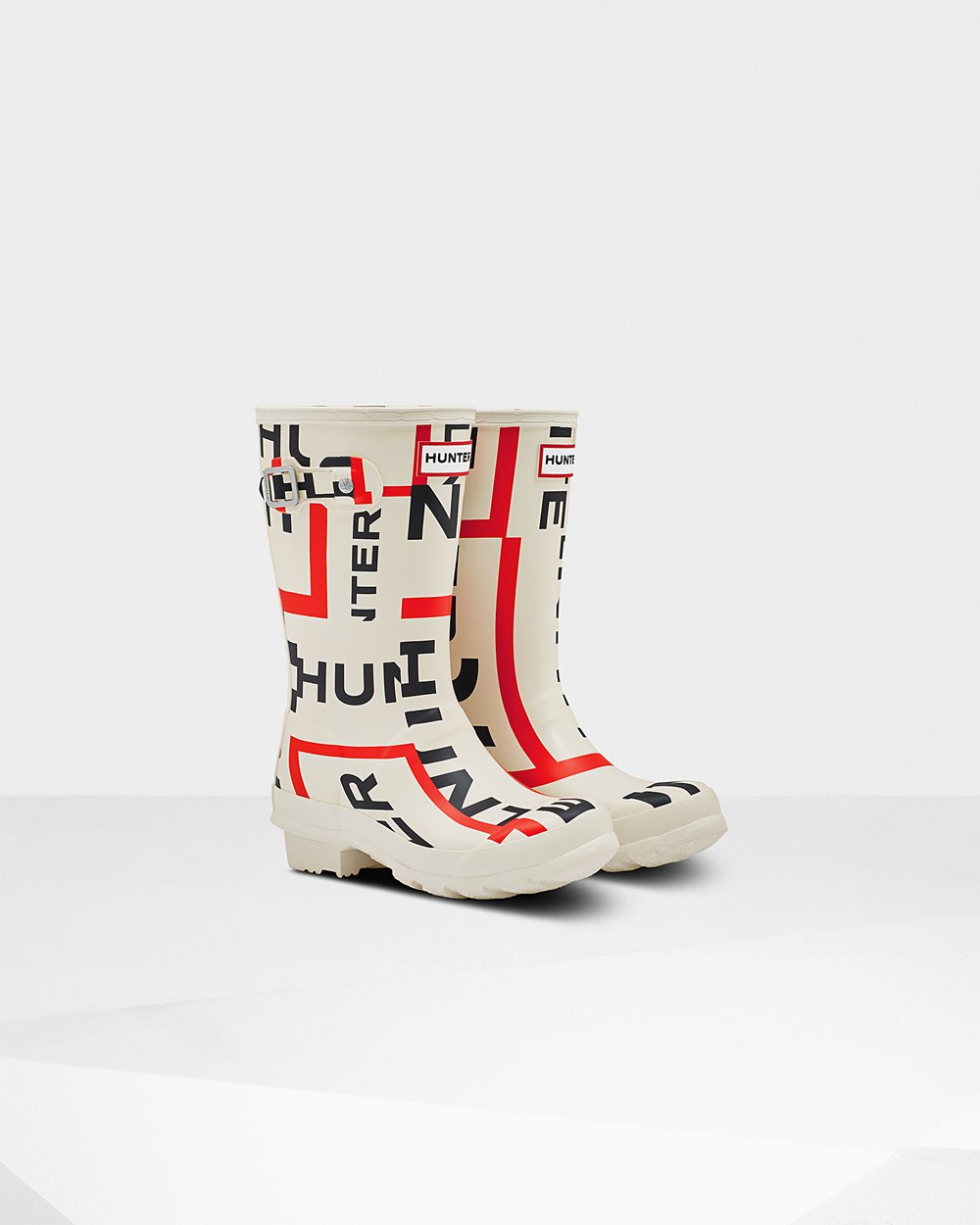 Kids Rain Boots - Hunter Original Big Exploded Logo (94XTVGZFC) - White